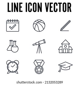 Educación y de vuelta al conjunto de escuelas plantilla de símbolo de icono para la colección de diseño gráfico y web ilustración vectorial
