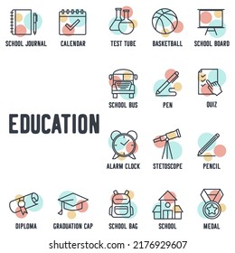 Education and back to school set icon symbol template for graphic and web design collection logo vector illustration