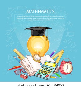Education back to school studying mathematics open book knowledge vector illustration 