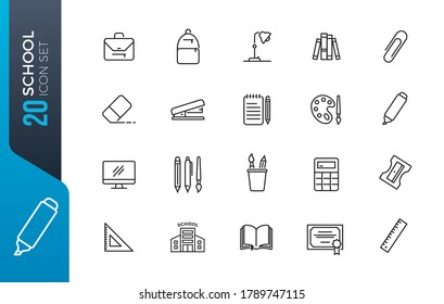 Education and back to school - thin line icons set. Outline icons collection. 