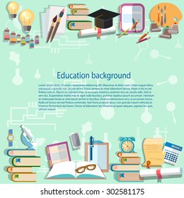 Education background back to school university college institute learning student desk examinations training vector illustration  