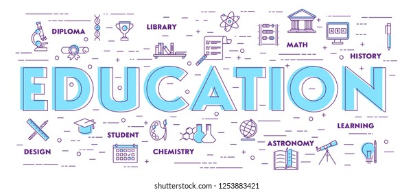 Education Background. Flat Design. Vector Illustration.