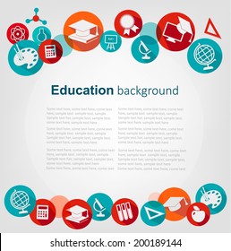 Education Background With Icons. Vector 