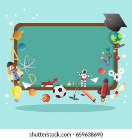 Education background of knowledge school blackboard effective education vector illustration