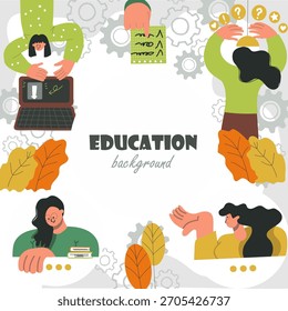 Education background, round, circle, place for text, hand drawn vector illustration.