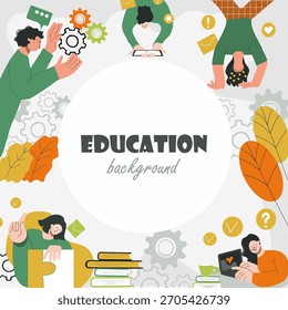 Education background, round, circle, place for text, hand drawn vector illustration.