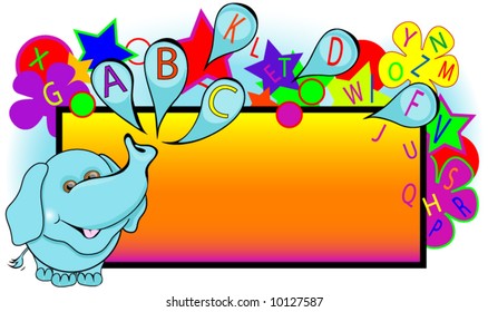 Education Background Vector with alphabet and Elephant. ( Juvenile )