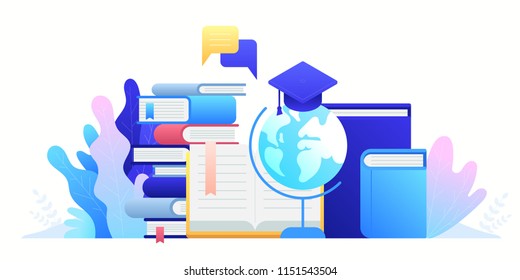 Education background Vector illustration in trendy gradient colors 