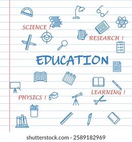 Education Background vector with line Icons