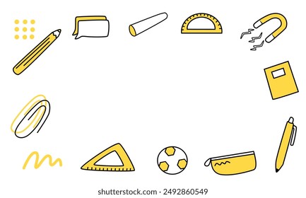 Education backgrounds theme with doodle style. A background with stationery and ball. Online school, course or webinar background. Education element and school theme for cover, banner, flyer, poster