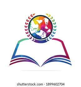 Education badge logo design. Global book education design logo template.