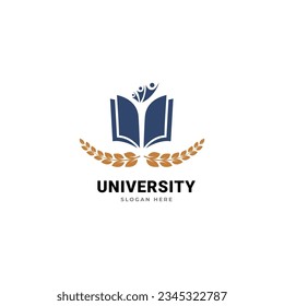 Education badge logo design. University high school emblem. Laurel wreath.