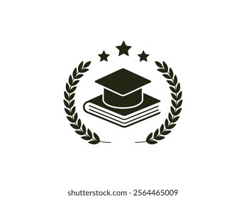 Education badge logo design. University high school emblem with Laurel wreath. Education Badge Logo Design with Laurel Wreath - University and High School Emblem Vector