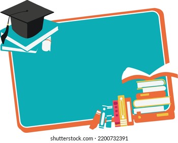 Education banner Blue Book Border Vector