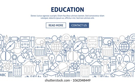 Education Banner Design. Vector Illustration of Line Web Concept.