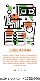 Education banner. Outline illustration of education vector banner for web design