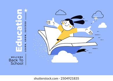 Education banner. Vector illustration of education, learning, back to school, online course and training, distance education and e-learning.