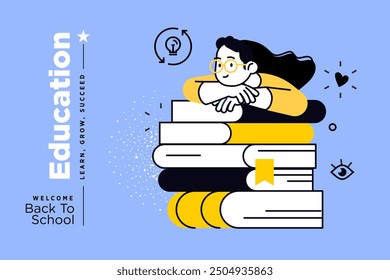 Education banner. Vector illustration of education, learning, back to school, online course and training, distance education and e-learning.