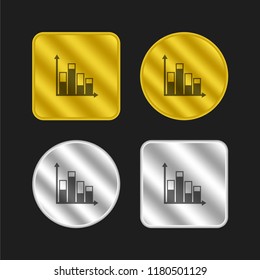 Education bars chart gold and silver metallic coin logo icon design