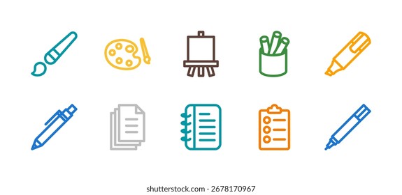 Education Basics Icon Set Flat Colorful Solid Line Bold Line Vector Collection