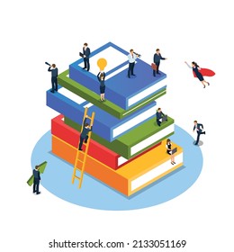 Education for a better future isometric 3d vector concept for banner, website, illustration, landing page, flyer, etc.
