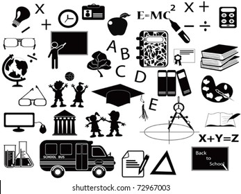 education black icon set for web design