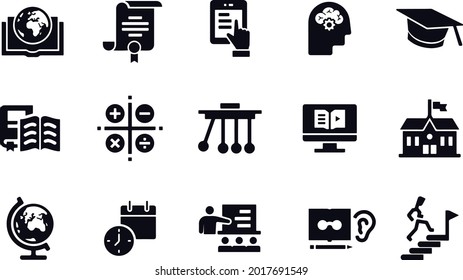 Education black Icons Set vector design 