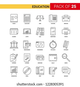 Education Black Line Icon - 25 Business Outline Icon Set