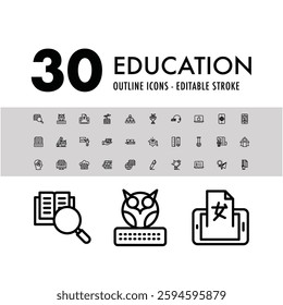 education black and white line icon