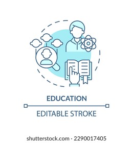 Education blue concept icon. Study genealogy of famous people. Genograms usage abstract idea thin line illustration. Isolated outline drawing. Editable stroke. Arial, Myriad Pro-Bold fonts used