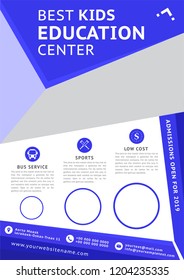 Education blue flyer design. Vector illustration.