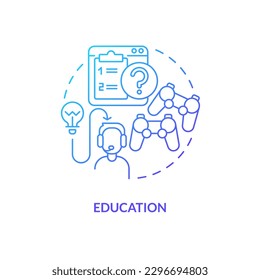 Education blue gradient concept icon. User learning strategy. Game mechanics in gamification abstract idea thin line illustration. Isolated outline drawing. Myriad Pro-Bold font used