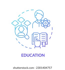 Icono de concepto de gradiente azul educativo. Estudiar genealogía de las personas famosas. Árbol familiar. Genogramas uso idea abstracta ilustración de línea delgada. Dibujo de contorno aislado. Se usa una fuente Myriad Pro-Bold