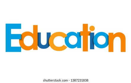 EDUCATION blue and orange vector typography banner