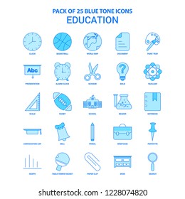 Education Blue Tone Icon Pack - 25 Icon Sets