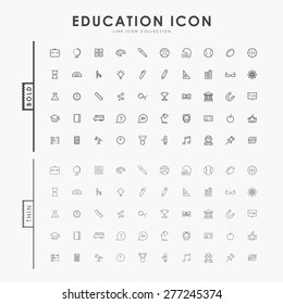 education bold and thin line icons