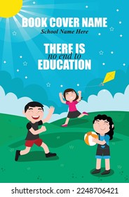 Education Book Cover Design, Kids Playing Poster Concept, Kids Playing in Playground Flyer Design, Colorful Poster Design