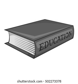 Education book icon. Gray monochrome illustration of education book vector icon for web