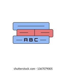 Education book icon- three education vector book with abc text