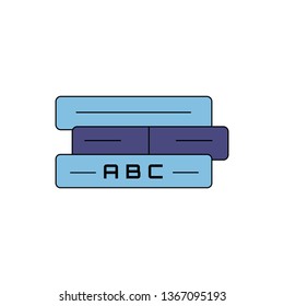 Education book icon- three education vector book with abc text