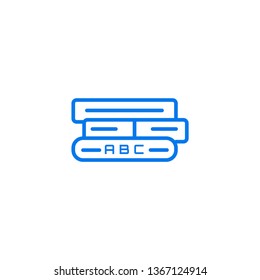 Education book icon- three education vector book with abc text