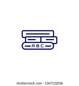 Education book icon- three education vector book with abc text