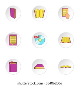 Education book icons set. Cartoon illustration of 9 education book vector icons for web