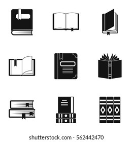 Education book icons set. Simple illustration of 9 education book vector icons for web