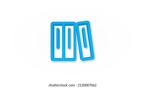 education book, library, literature 3d line flat color icon. Realistic vector illustration. Pictogram isolated. Top view. Colorful transparent shadow design.