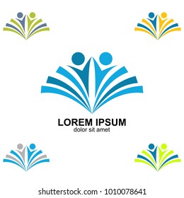 Education Book Logo. colorful school logos flat vector illustration. studying symbols and education icons Logo design