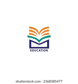 Ilustración del logotipo del libro educativo y de la plantilla del vector de iconos.