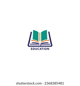 Ilustración del logotipo del libro educativo y de la plantilla del vector de iconos.
