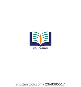 Ilustración del logotipo del libro educativo y de la plantilla del vector de iconos.