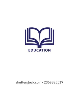Ilustración del logotipo del libro educativo y de la plantilla del vector de iconos.